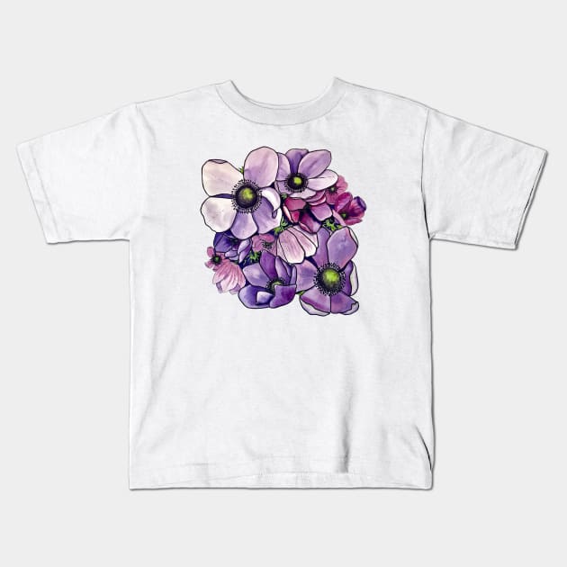 Purple Petals Kids T-Shirt by Kirsty Topps